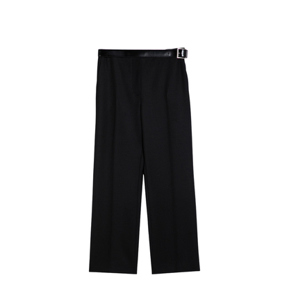 Black Gabardine Trousers with Belt