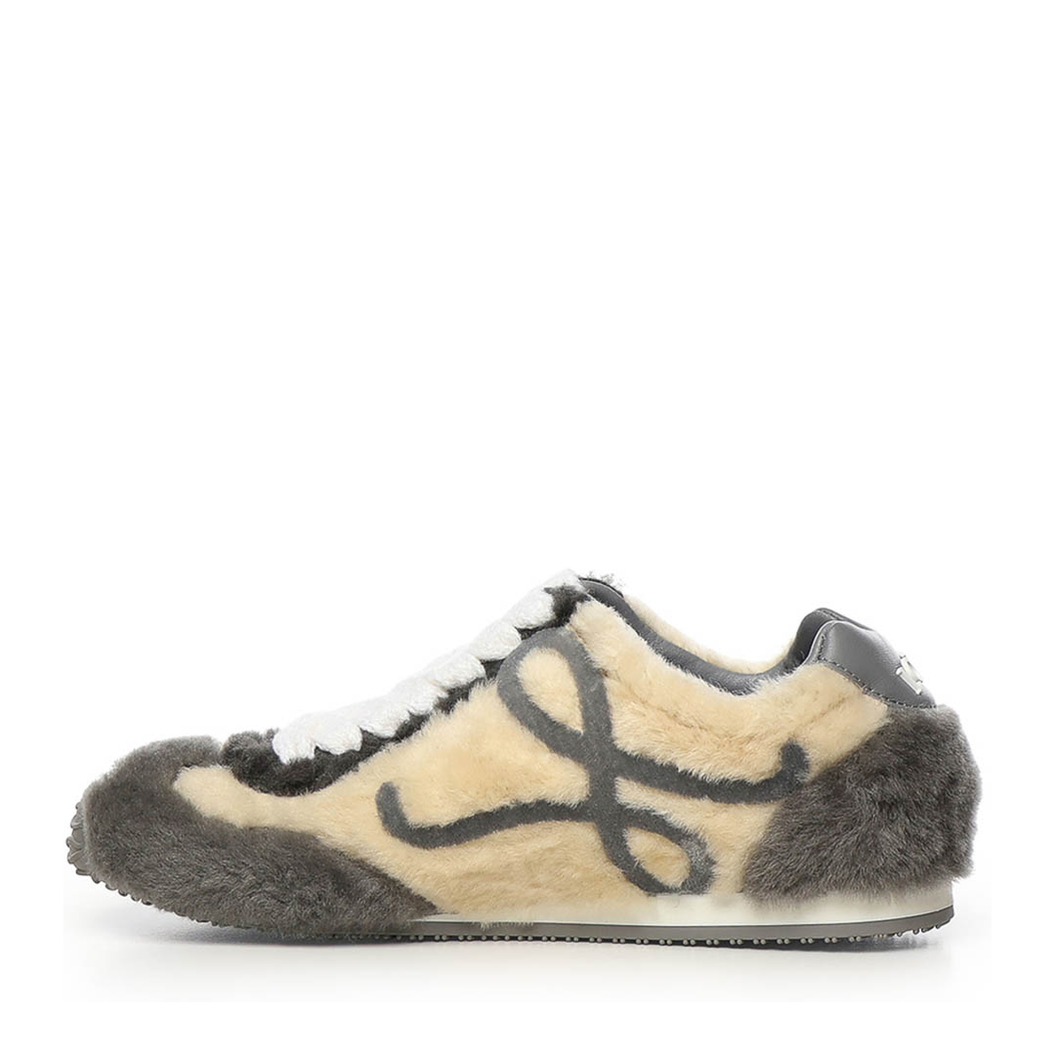 Ballet Runner Shearling Sneakers in White