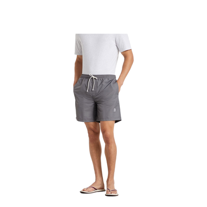 Logo-Embroidered Drawstring Swim Shorts - Grey