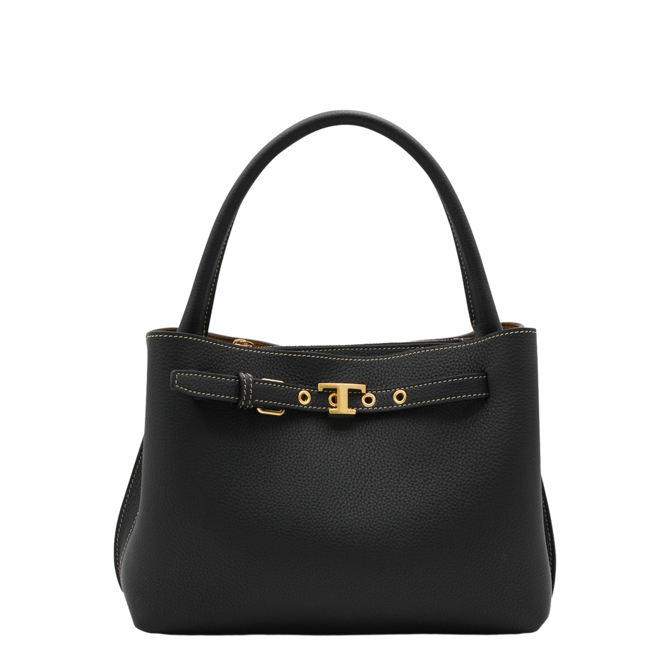 T Timeless Mini Calfskin Leather Top-Handle Bag - Black