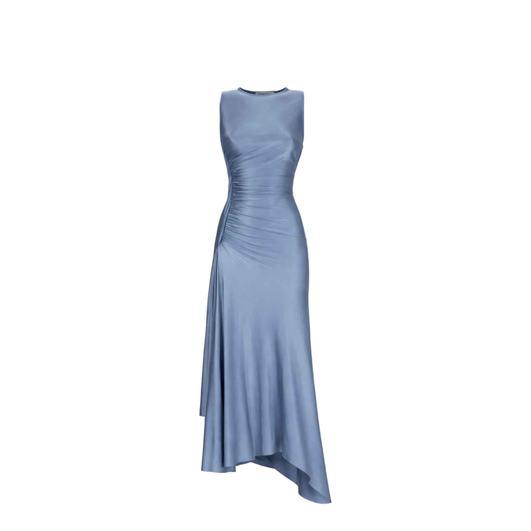 victoria beckham dress grey Victoria Beckham Gathered Waist Midi Dress