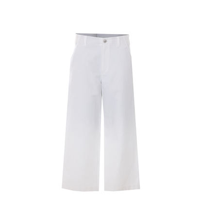 Crop Chino Trousers in Cotton and Linen Gabardine