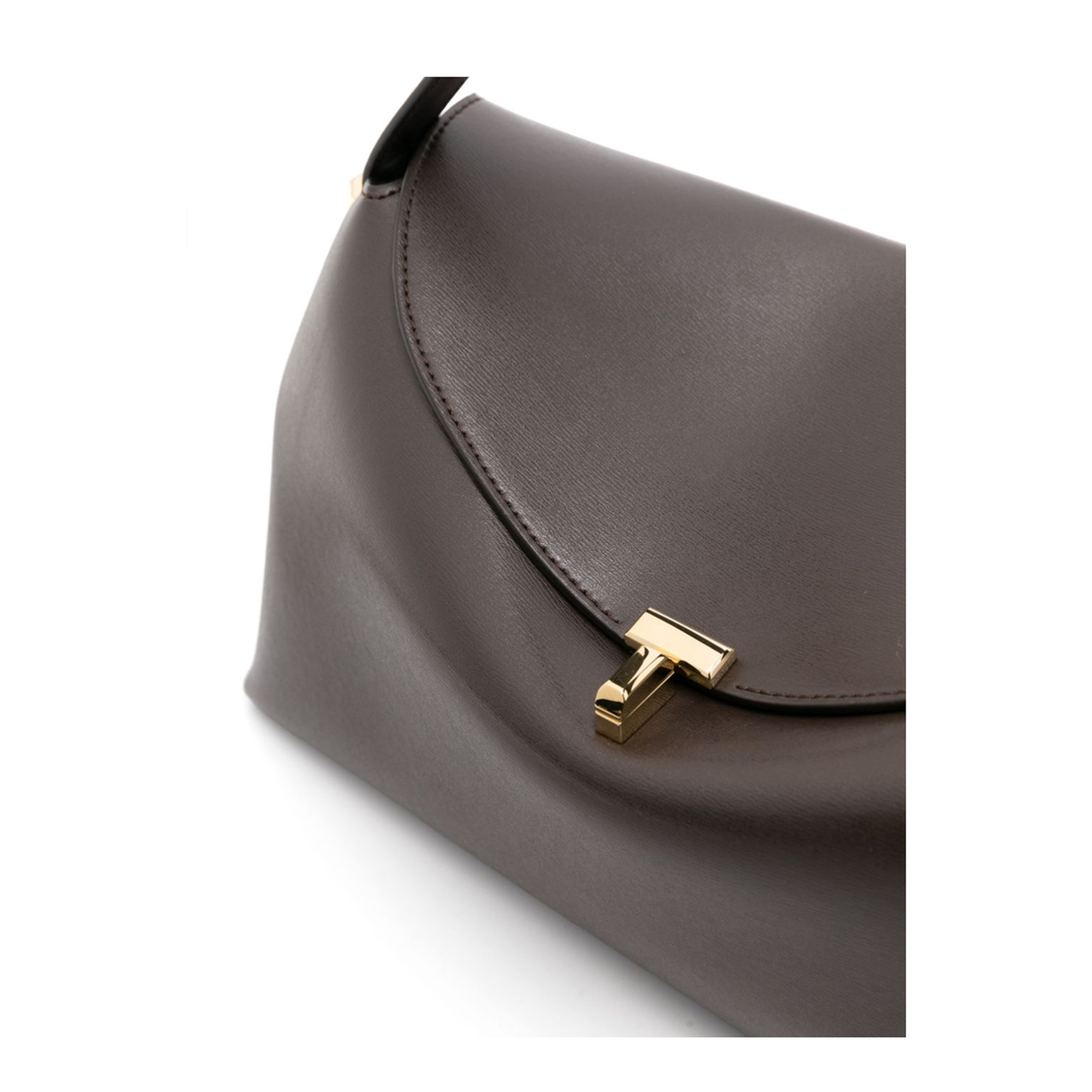 T-Lock Leather Top-Handle Bag - Bark