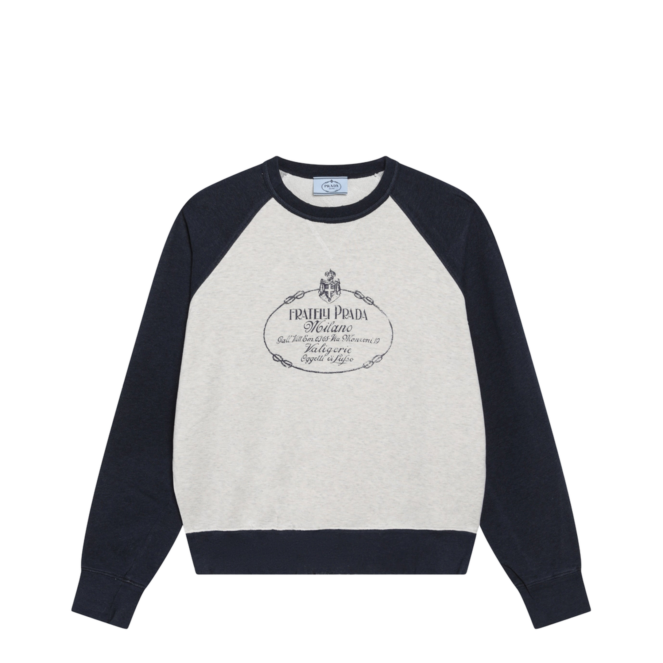 MAYFEYR - Prada - Natural Navy Blue Cotton Crewneck Sweatshirt - 134732OOO6376F056F
