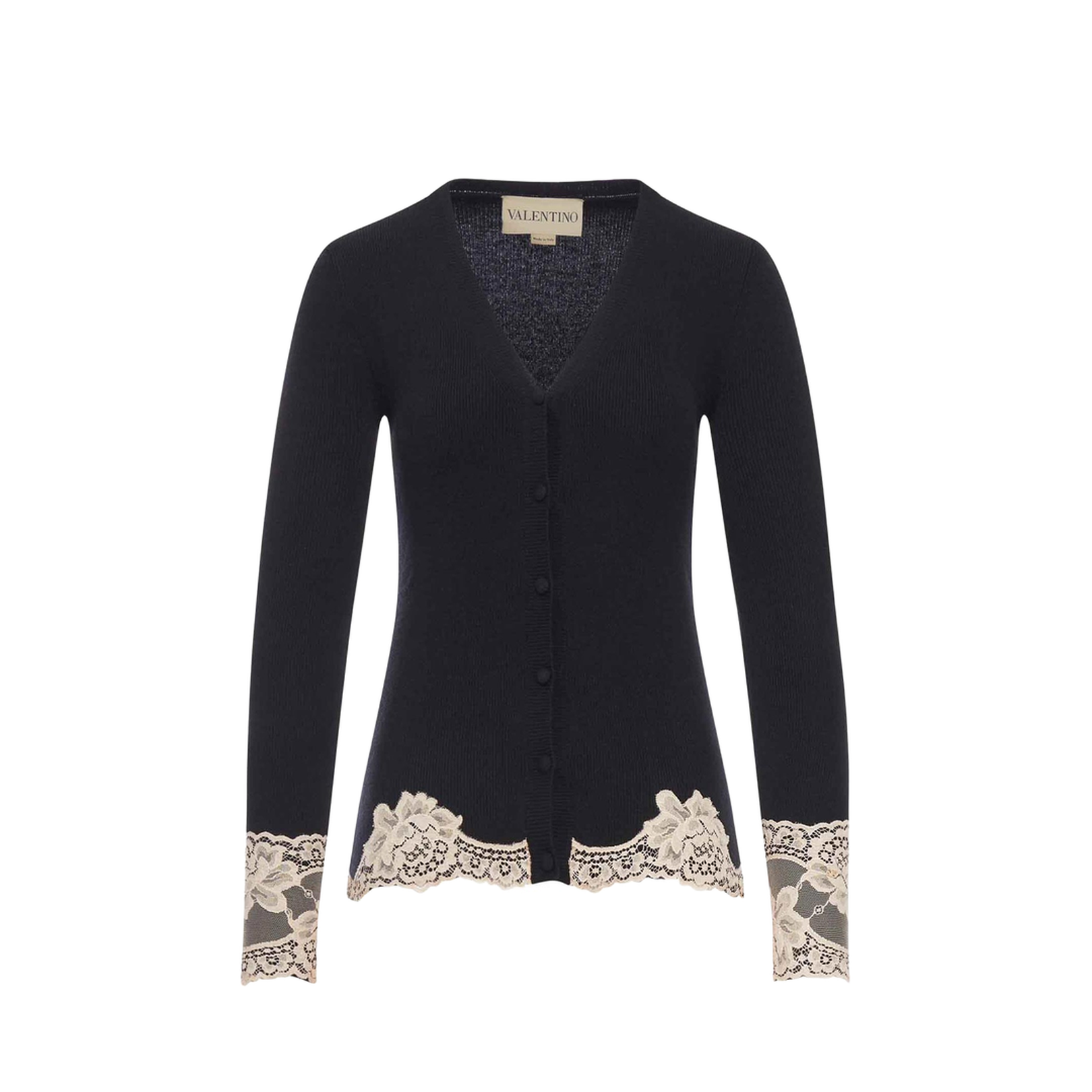 Cashmere Cardigan With Lace Inserts