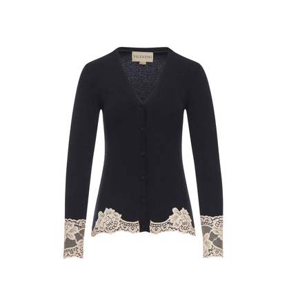 Cashmere Cardigan With Lace Inserts