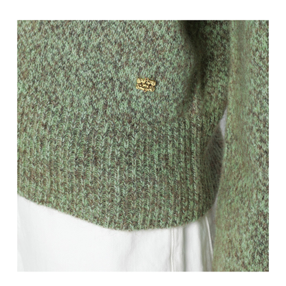 Green Wool-Blend Textured Sweater