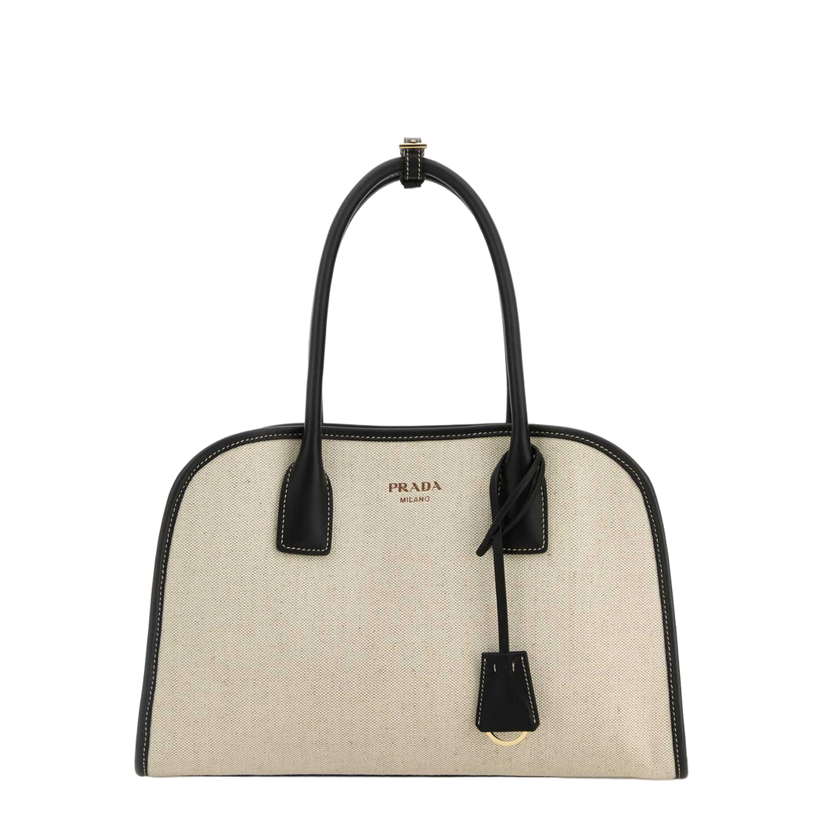 Medium Linen Blend and Leather Tote Bag