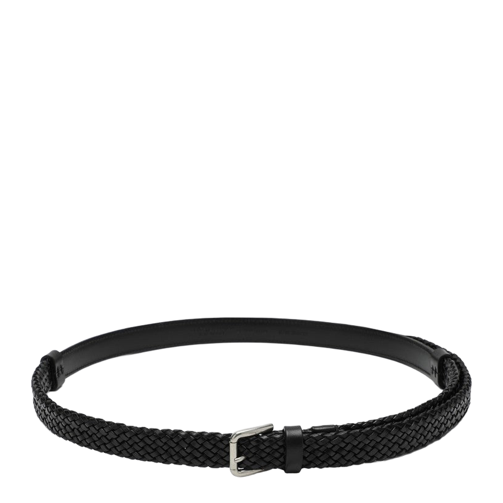 Black Woven Leather Belt