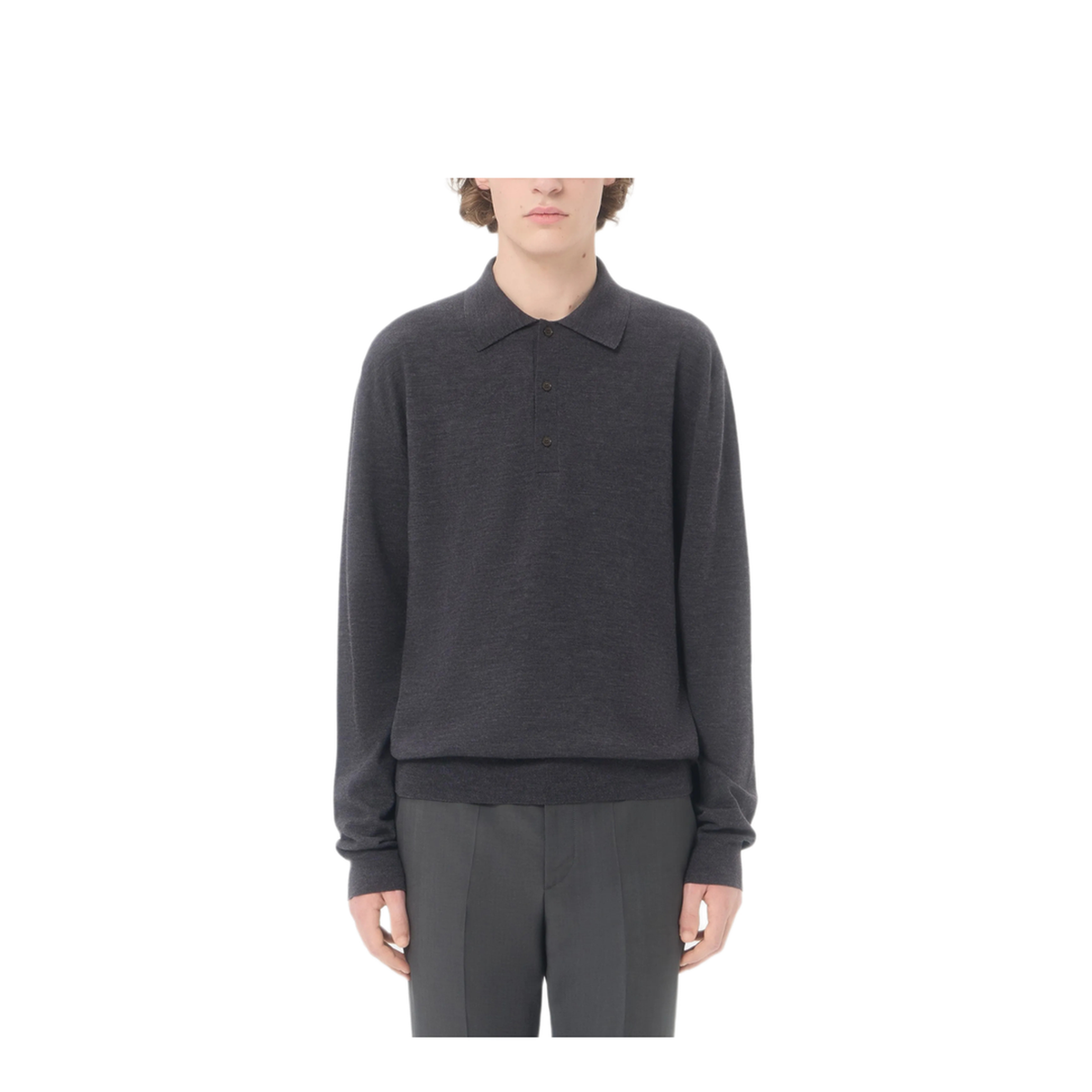 Charcoal Wool Polo Shirt