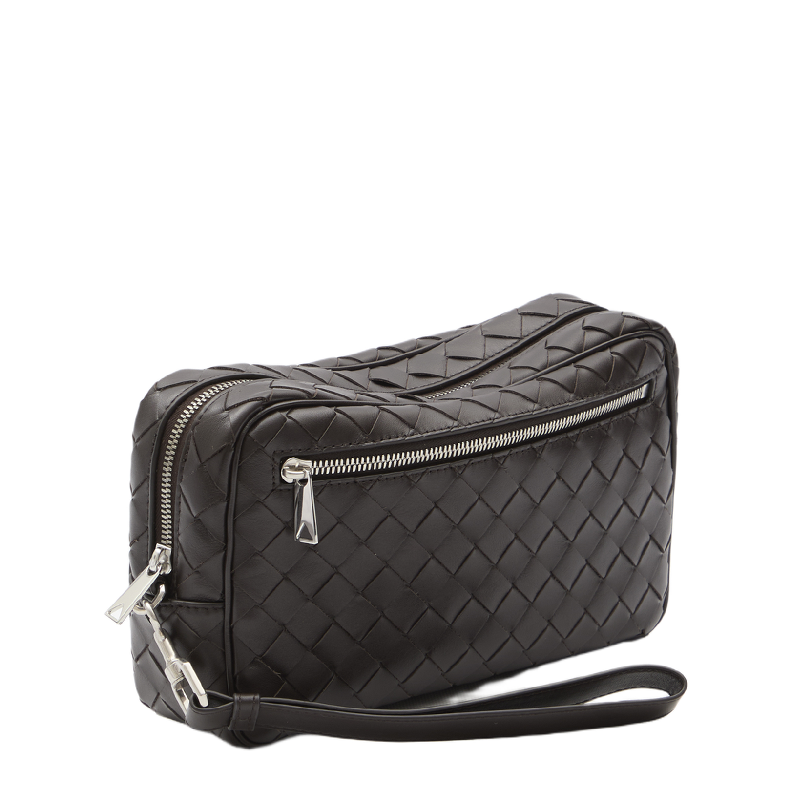 Intrecciato Small Leather Pouch - Brown