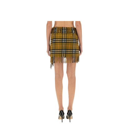 Wool and Cashmere Check Scarf Style Skirt