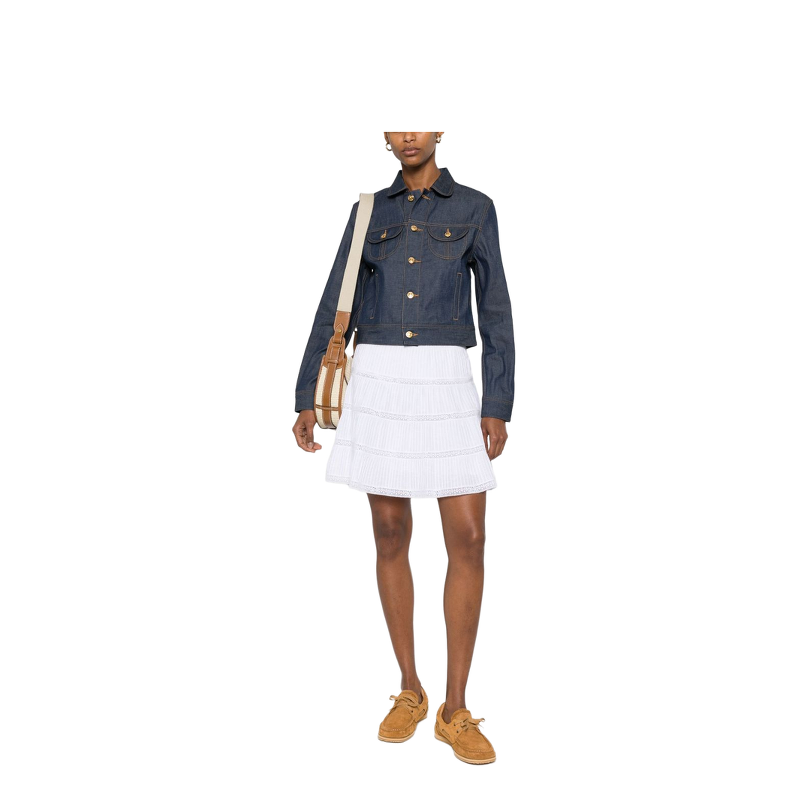 Mini Skirt with Embroidered Trims in Batiste