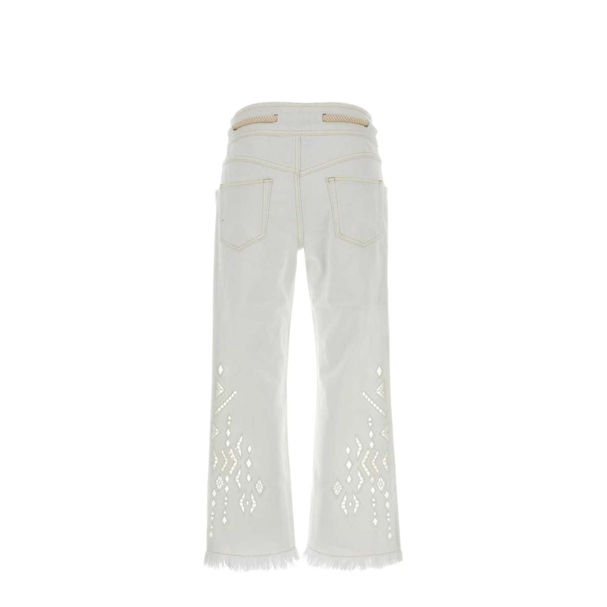 Alison Kick Flare Cropped Jeans In White Cotton