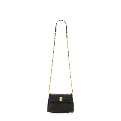 VLogo Leather Shoulder Bag Black