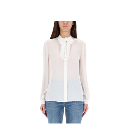 Blouse With Bow Detail Shirts White