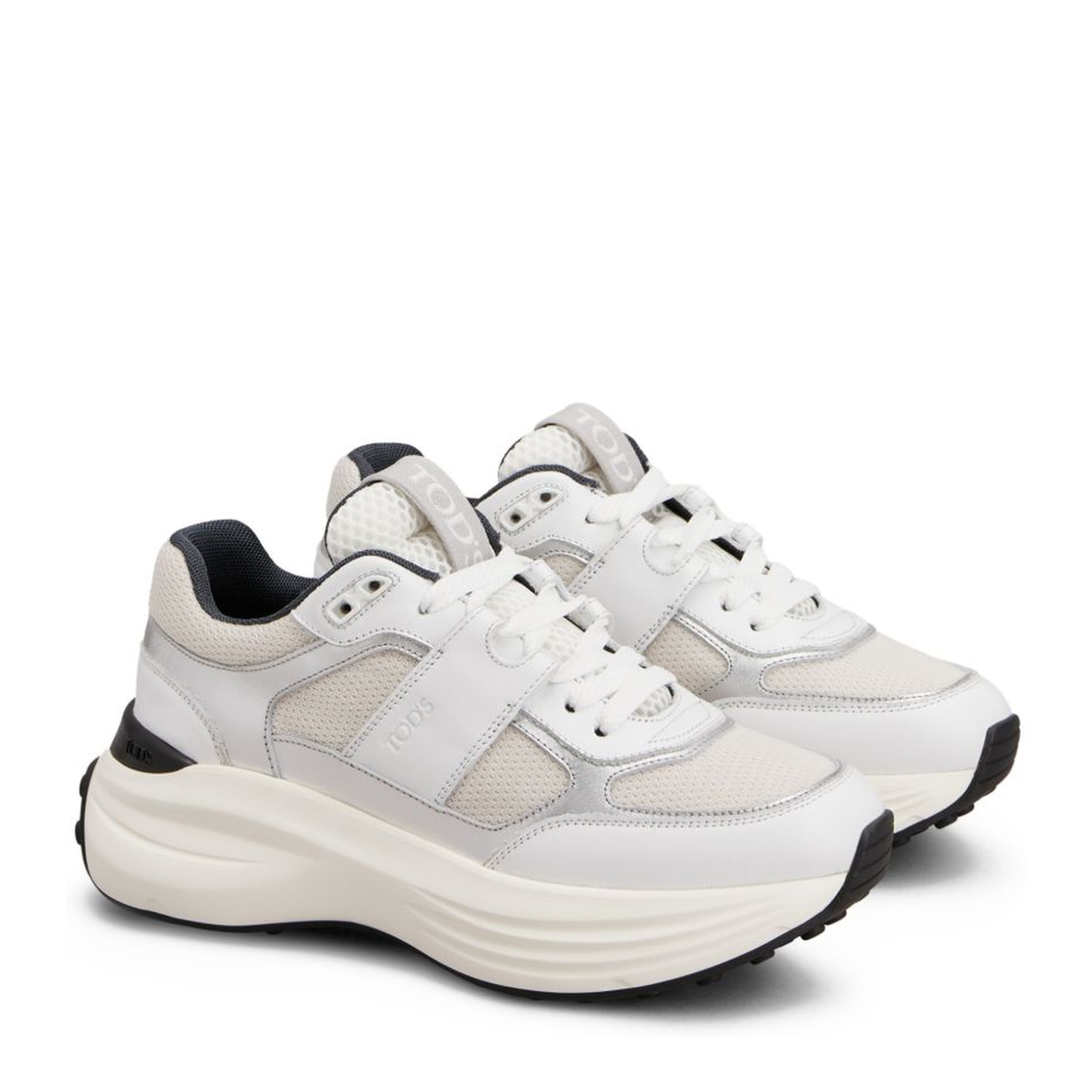 Sneakers in Leather and Fabric