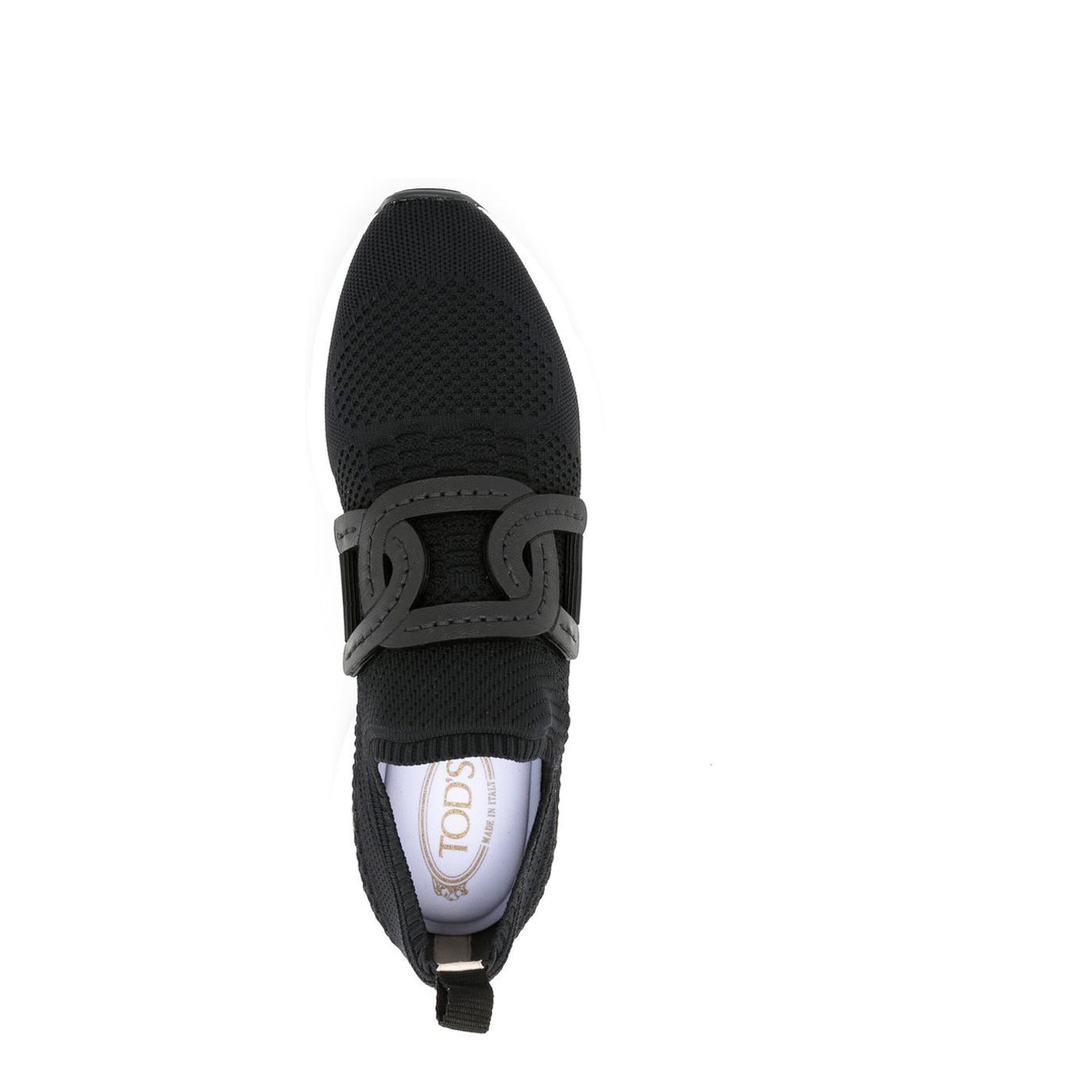 Black Fabric Chain-Link Detailing Sock-Style Ankle Shoes