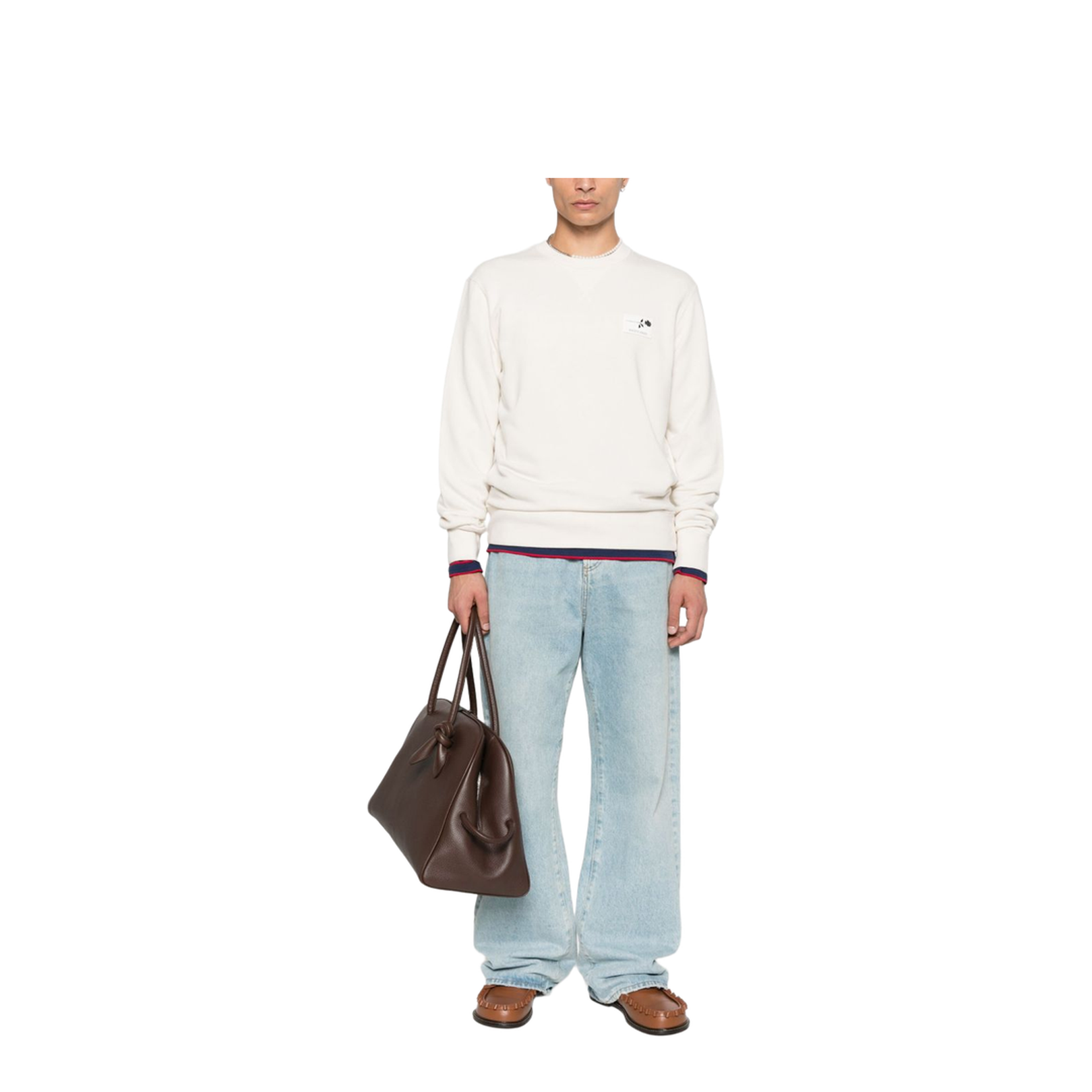 White Cotton Sweatshirt with Print on the Back