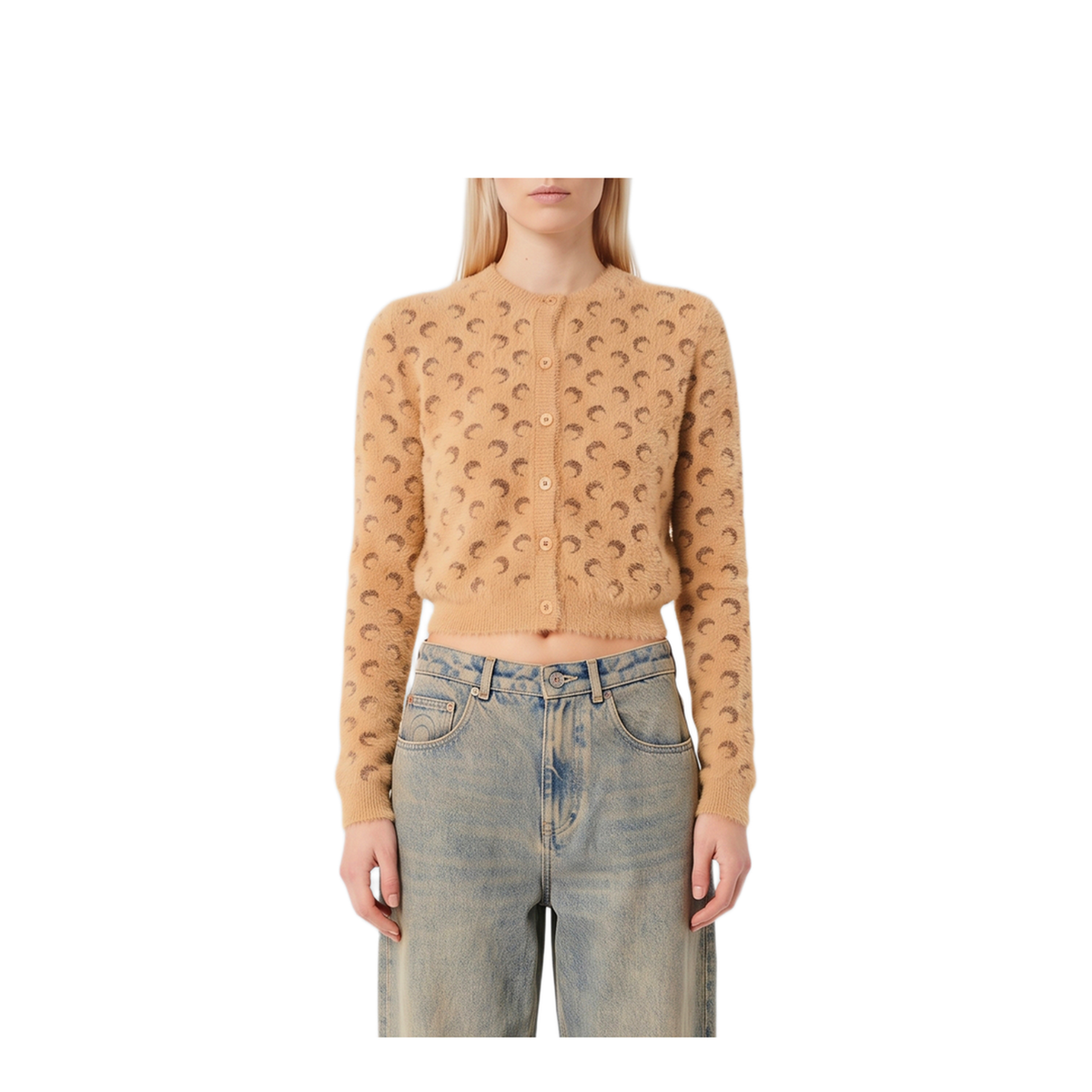 MAYFEYR - Marine Serre - Fluffy Moon Jacquard Knit Cardigan - WCA008ACKNI0549BG20