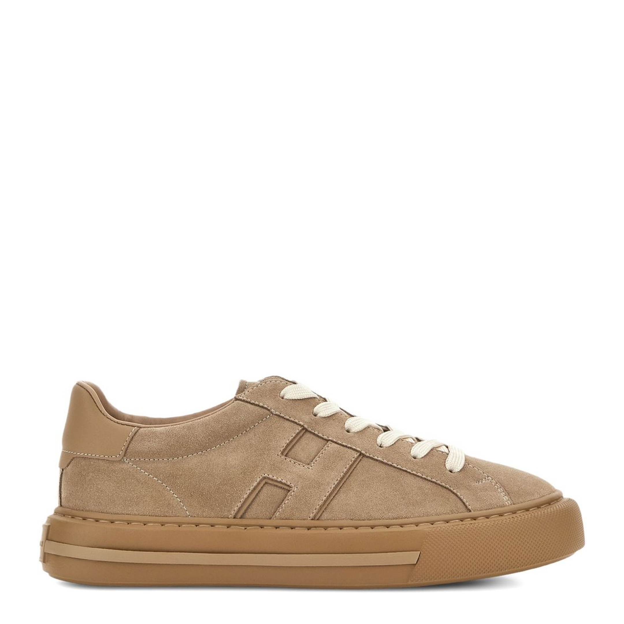 Beige Front Lace-Up Fastening Sneakers