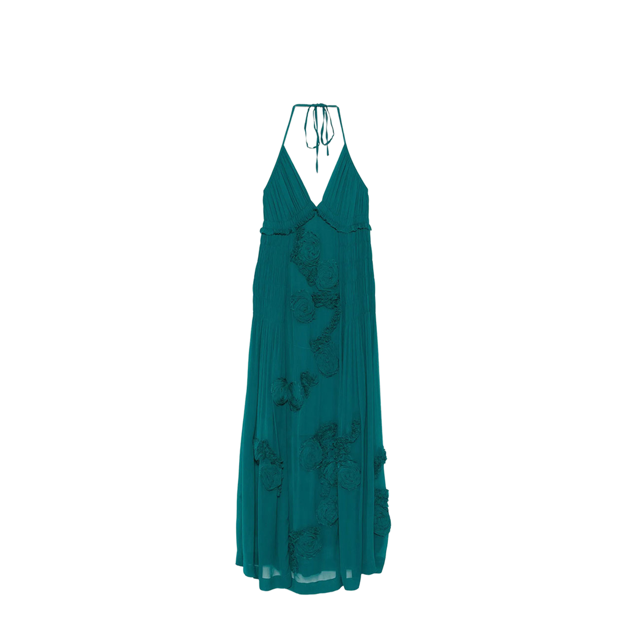 MAYFEYR - Dries Van Noten - Drina Viscose Long Dress With Floral Appliqués - 0110323376