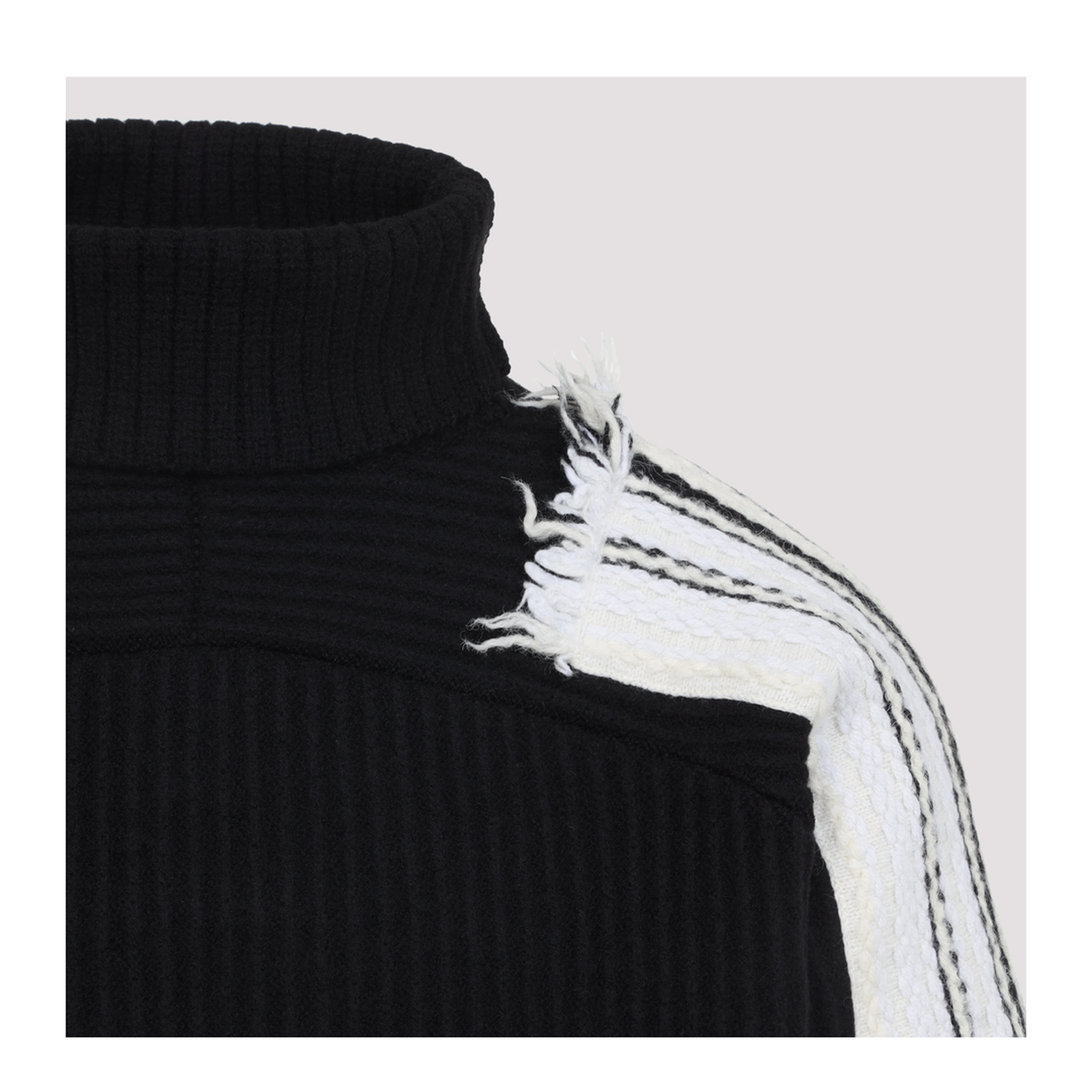 MAYFEYR - MORDECAI - Black Virgin Wool Jacquard Stripe Turtle Neck - 25A96MUK11013