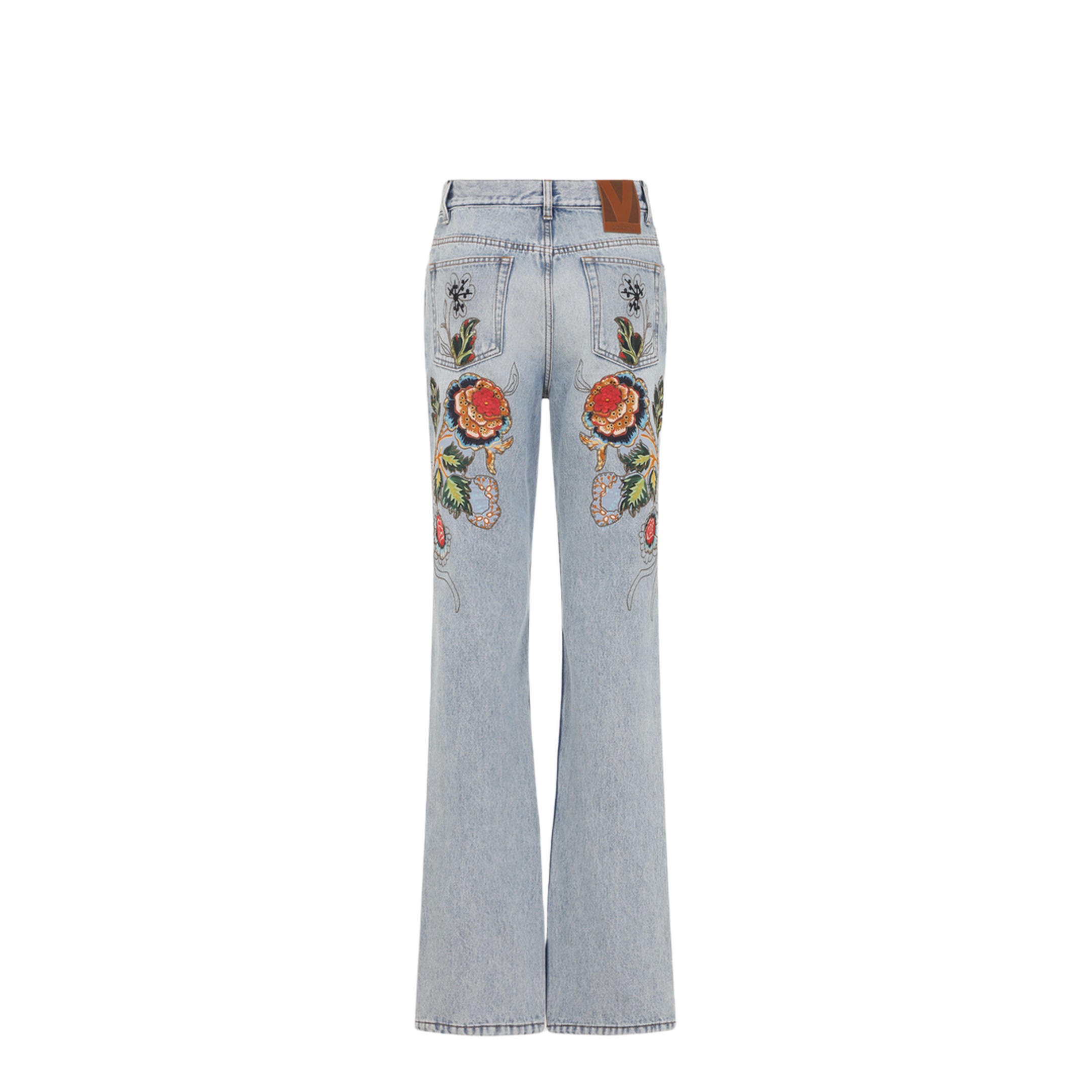 MAYFEYR - Valentino - Denim 5 Pockets Embroidered Flowers Jeans - 8B3DD2AX9YC