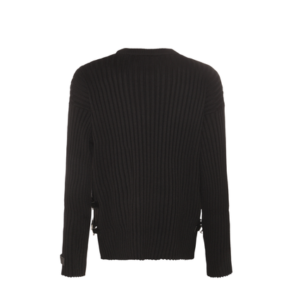 Ribbed Wool Sweater In Black