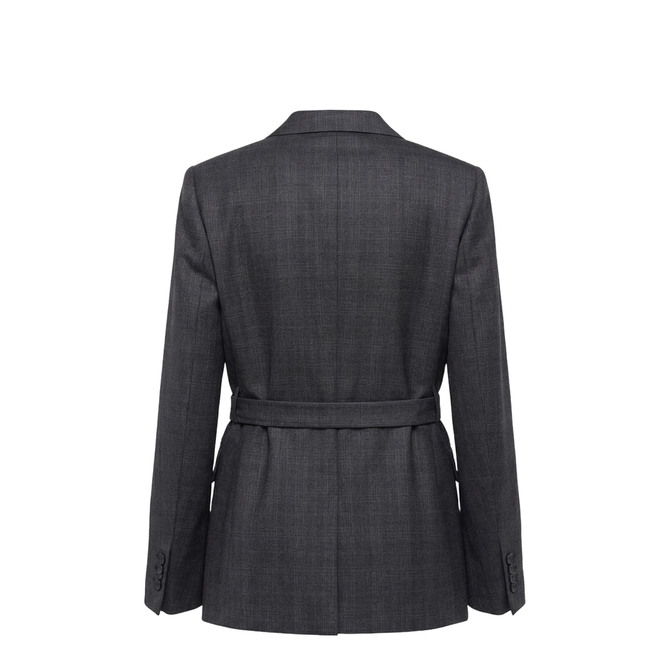 Double-breasted wool jacket with check pattern