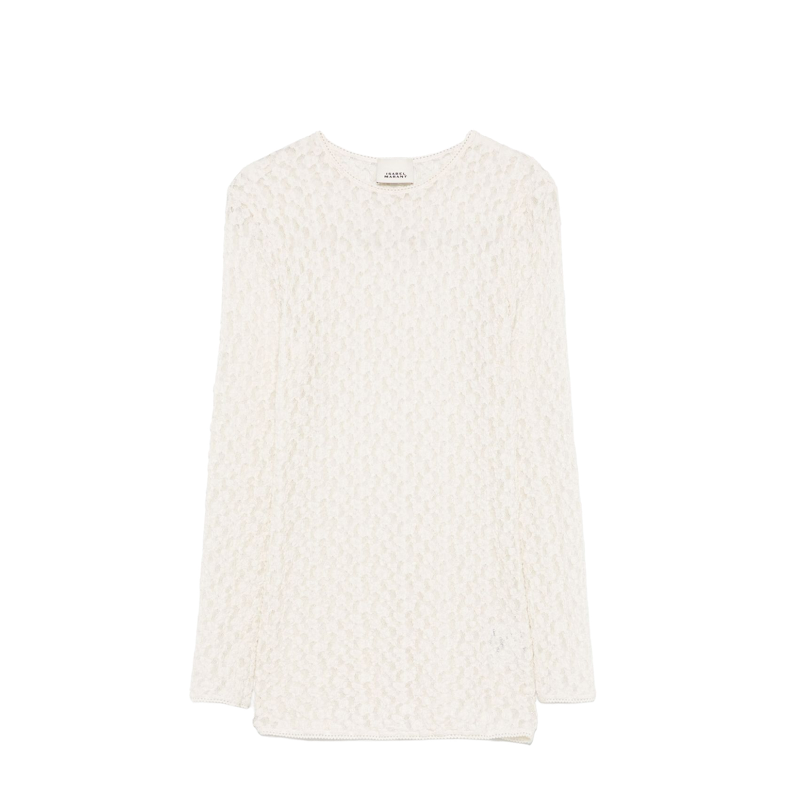 White Crew Neck Long Sleeve Dress with Floral Embroidery