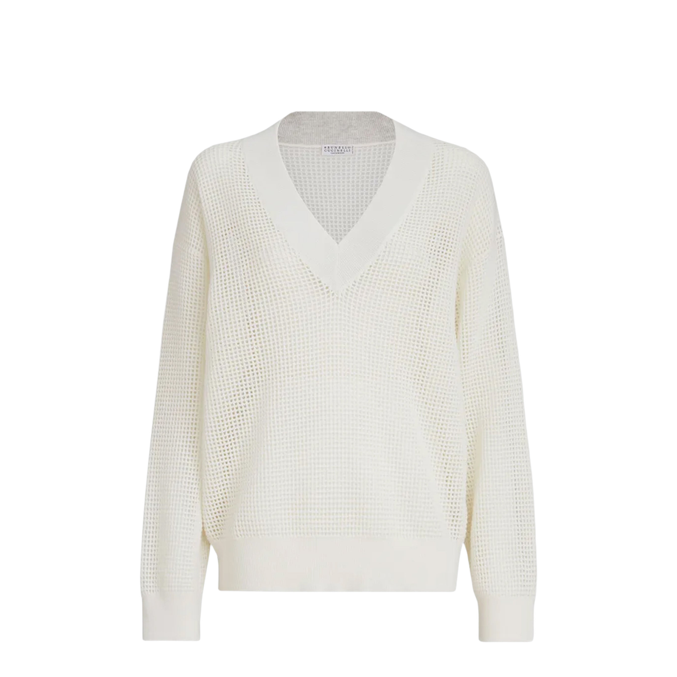 MAYFEYR - Brunello Cucinelli - White Cashmere Mesh Sweater - M12205102WSCO312