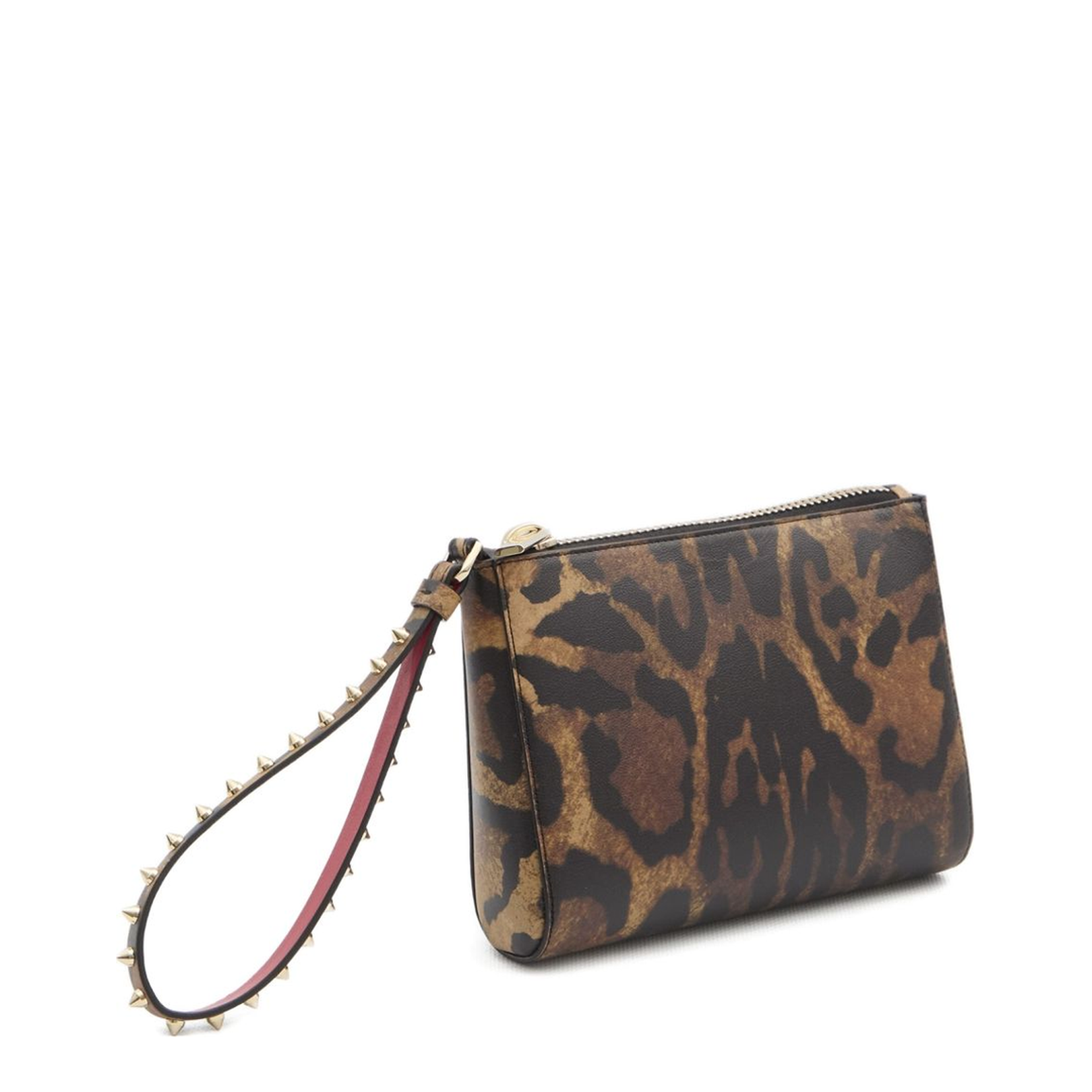Brown Leopard Print Zip Closure Bag