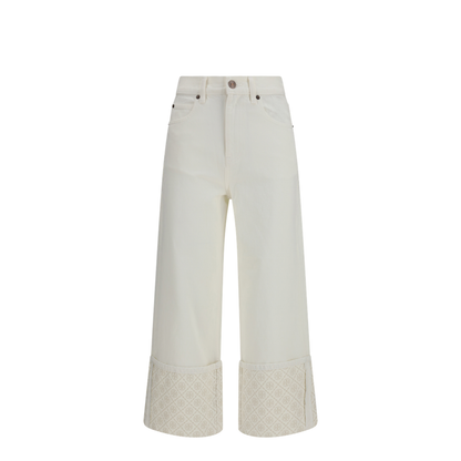 MAYFEYR - Tory Burch - Monogram Contrast Cuff Straight-Leg Jeans - 183553