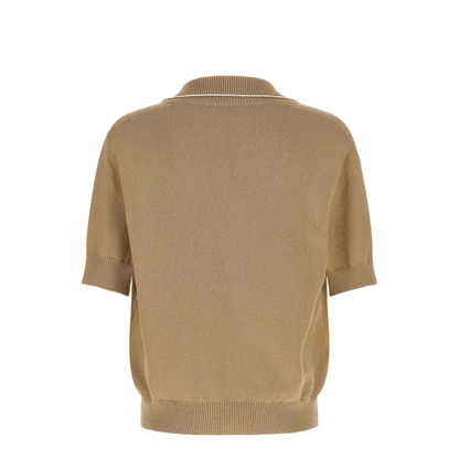 Écusson Knit Polo Shirt Beige