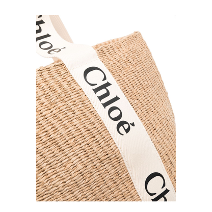 Woody Large Raffia Basket Bag - Ivory