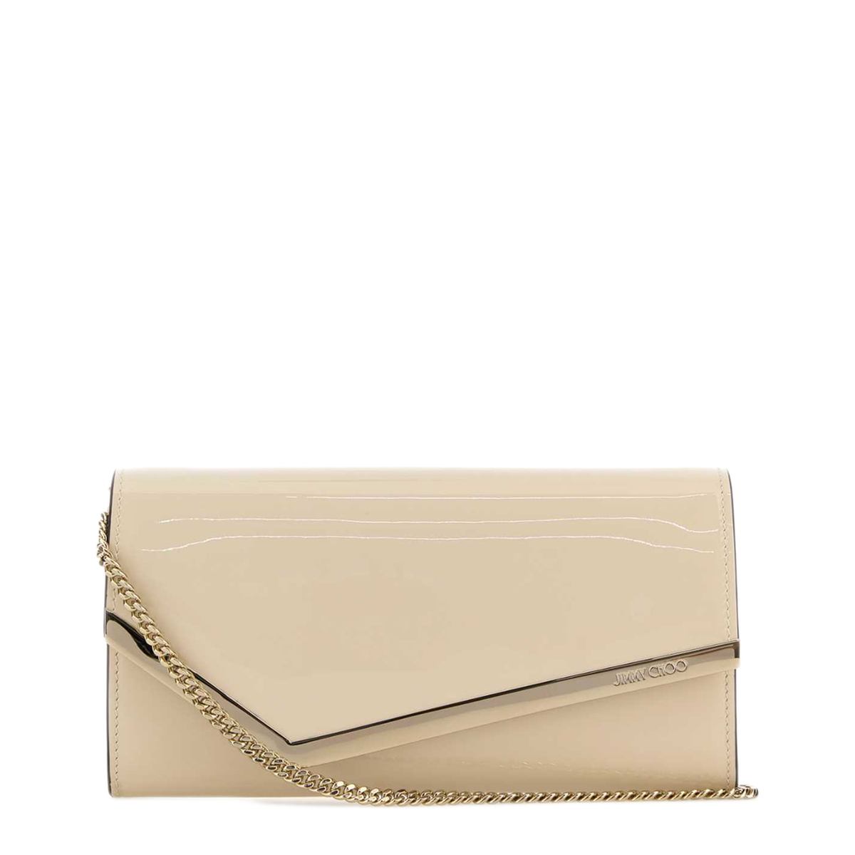 MAYFEYR - Jimmy Choo - Ivory Leather Emmie Clutch - EMMIEPATLATTELIGHTGOLD