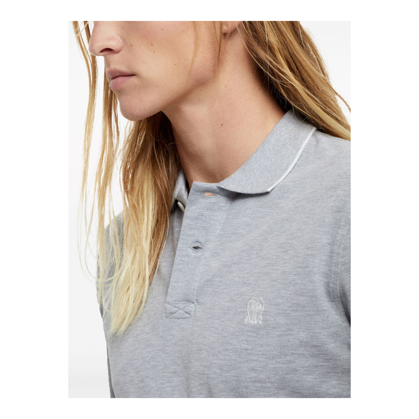 Grey Cotton Piqué Polo Shirt