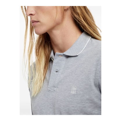 Grey Cotton Piqué Polo Shirt