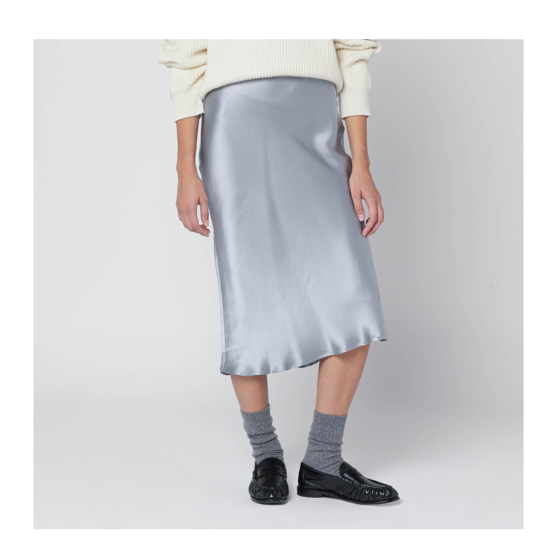 MAYFEYR - Anine Bing - Pastel Blue Silk Midi Skirt - A-04-4001SILH16