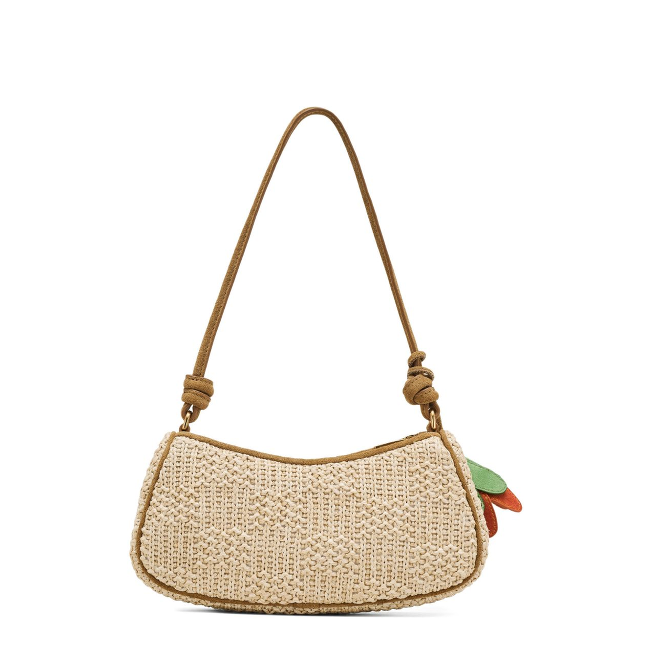 The Summer Woven Charm Shoulder Bag - NATURAL