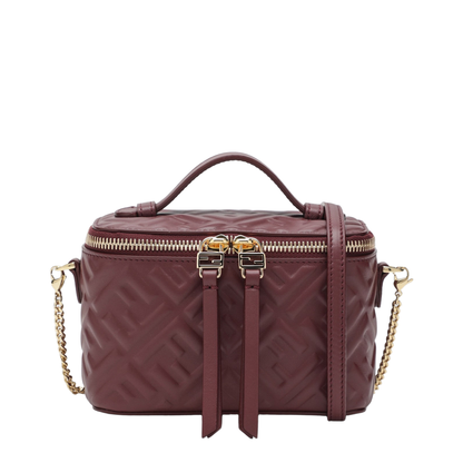 Vanity Satchel Bag Leather Red