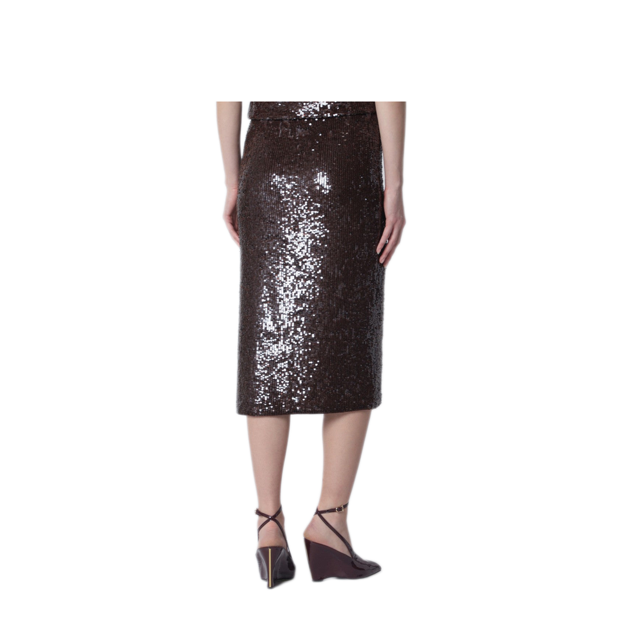 MAYFEYR - Parosh - Brown Sequin Pencil Skirt - D621538NY008