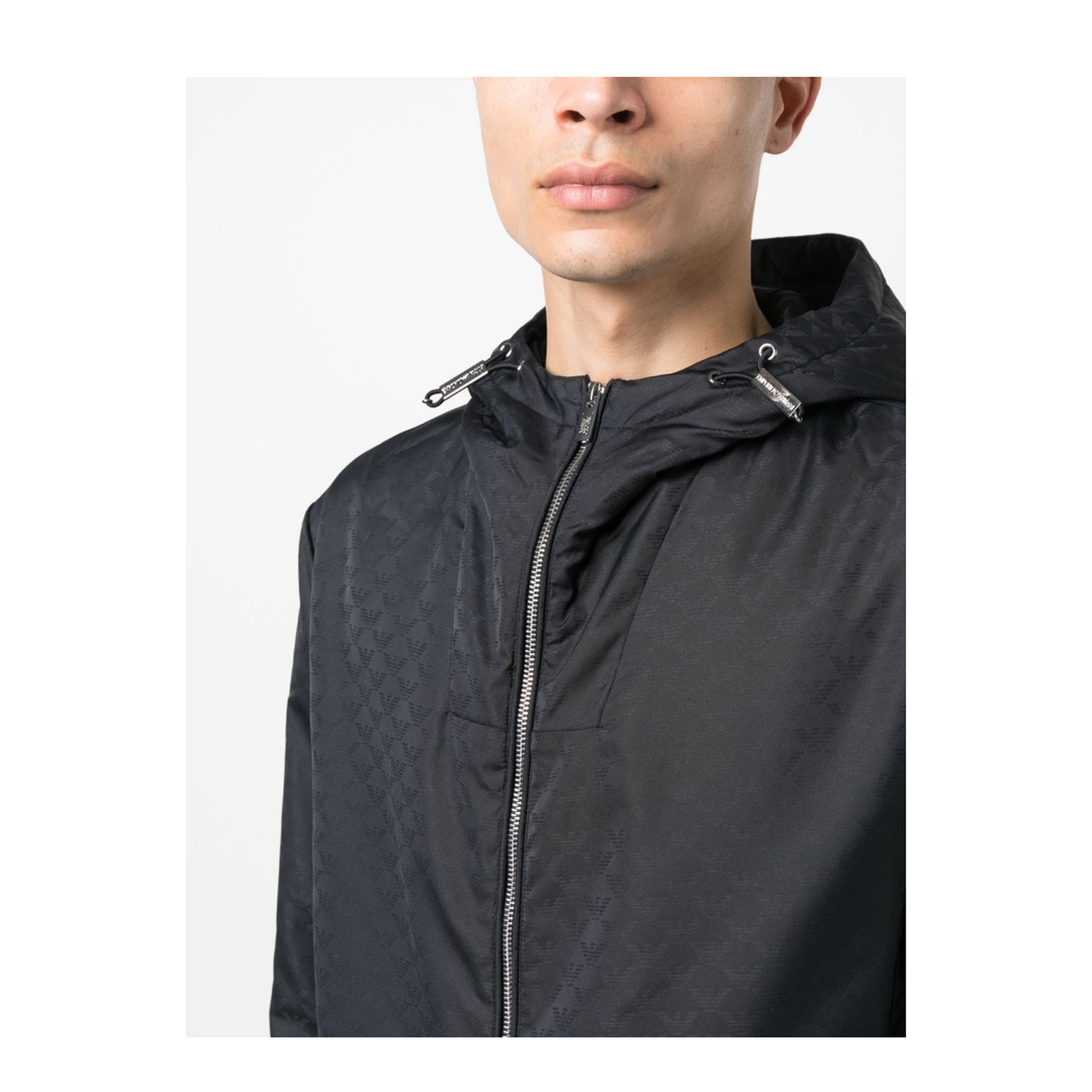 Monogram-Pattern Hooded Jacket