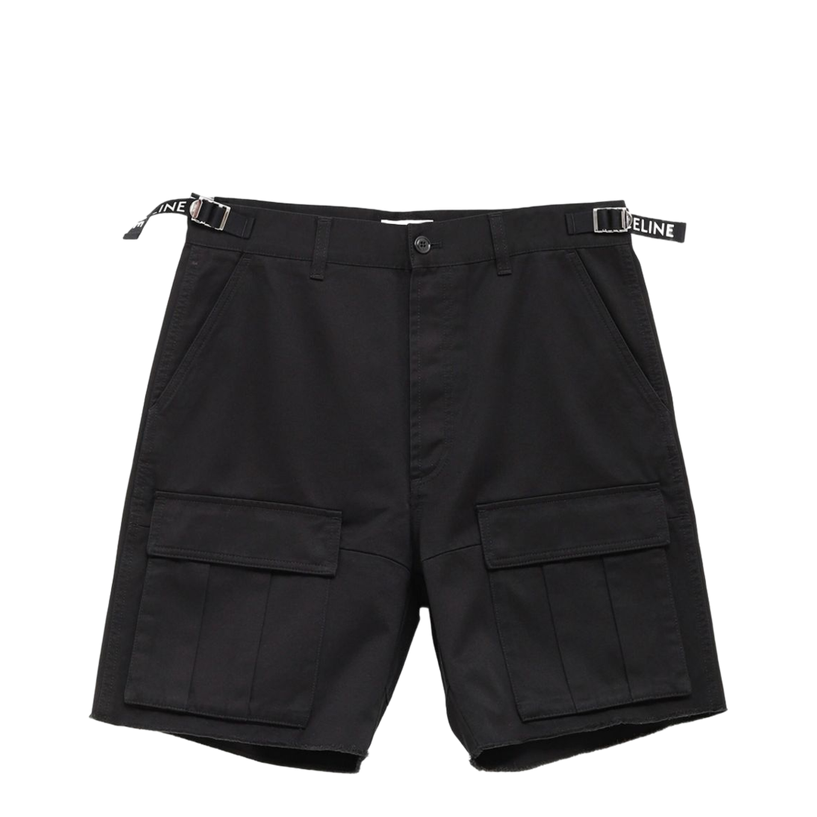 Mid-rise Black Cotton Cargo Shorts