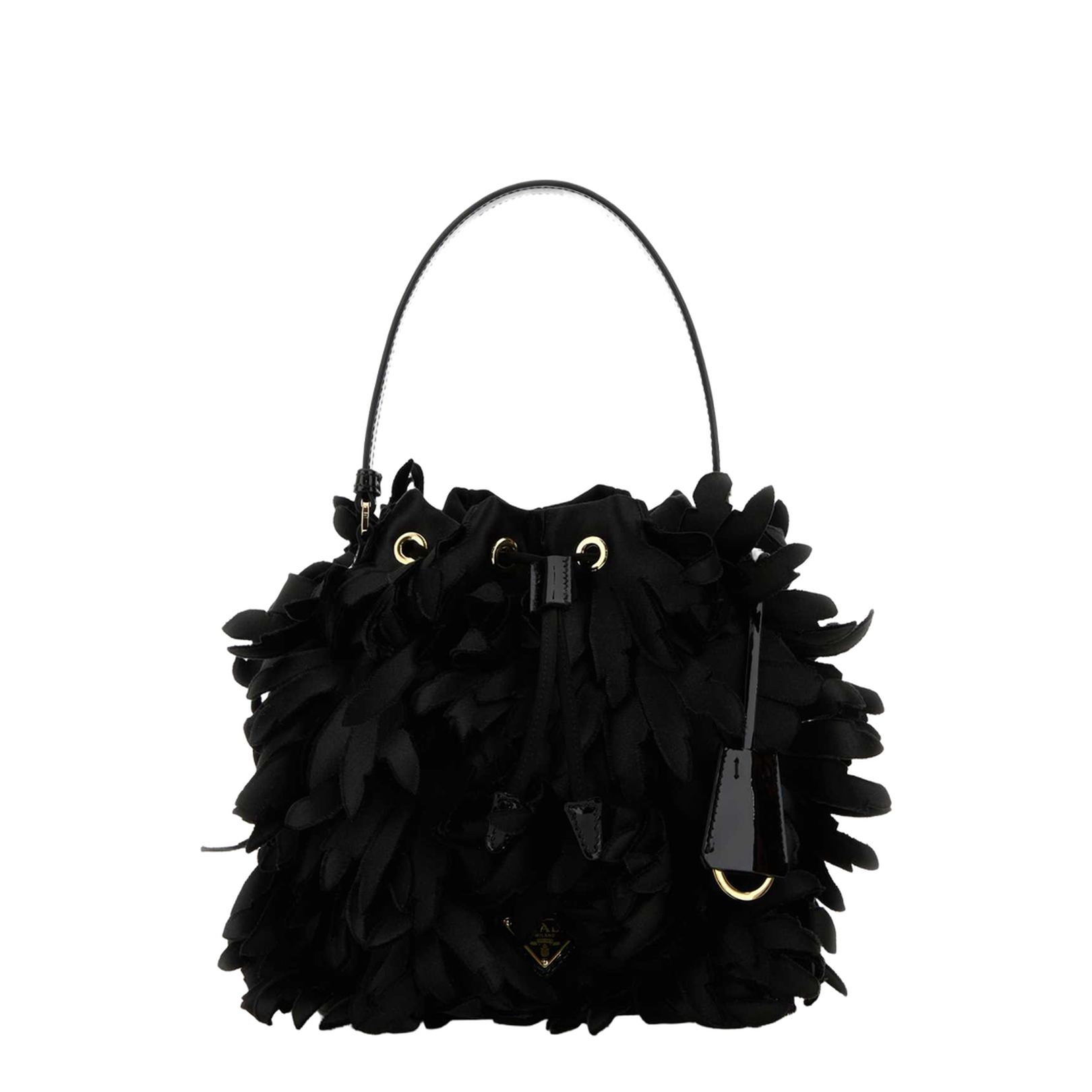 Embellished Satin Mini Bucket Bag