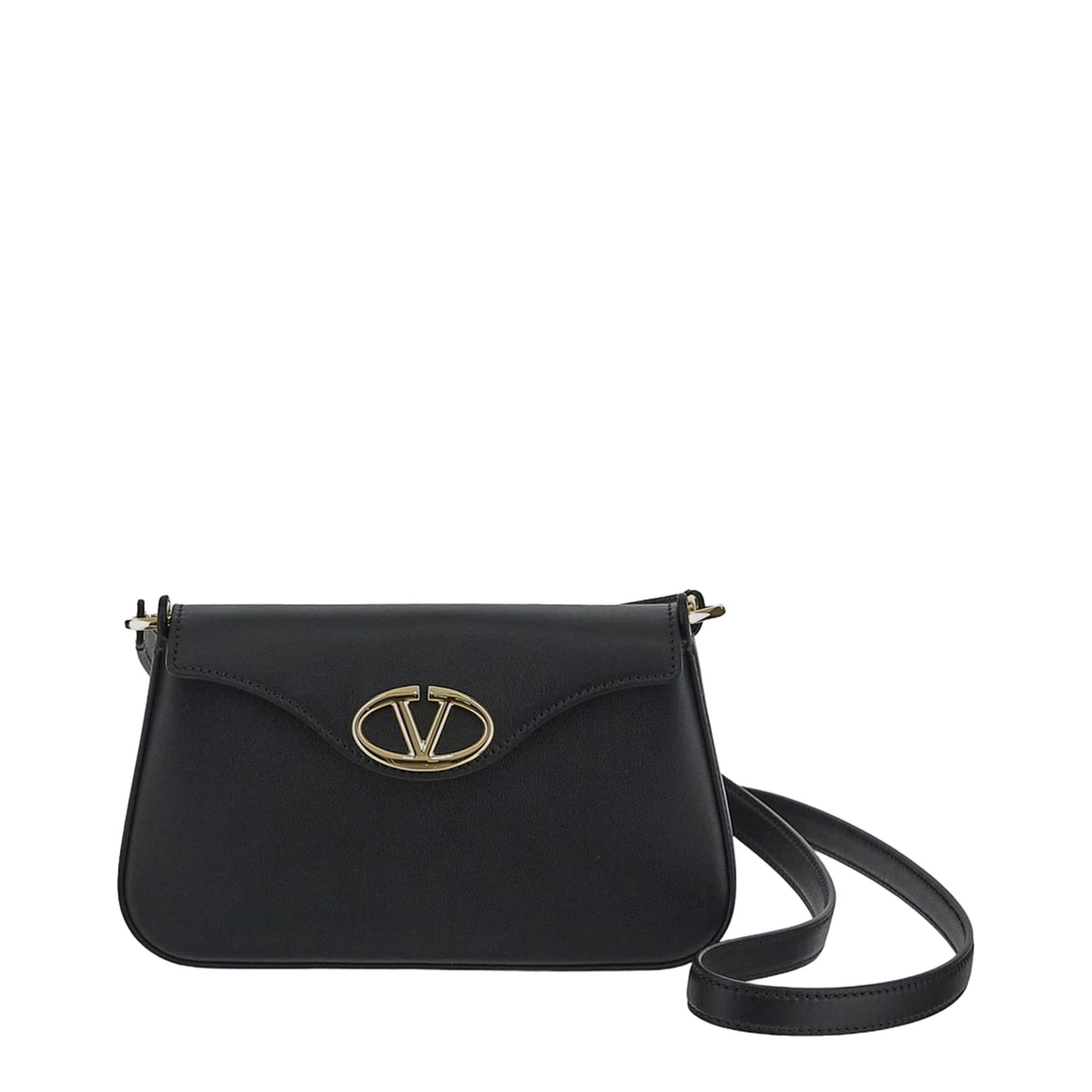 Leather V Logo Shoulder Bag