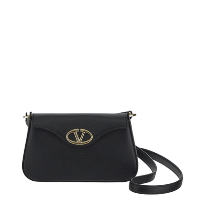 Leather V Logo Shoulder Bag
