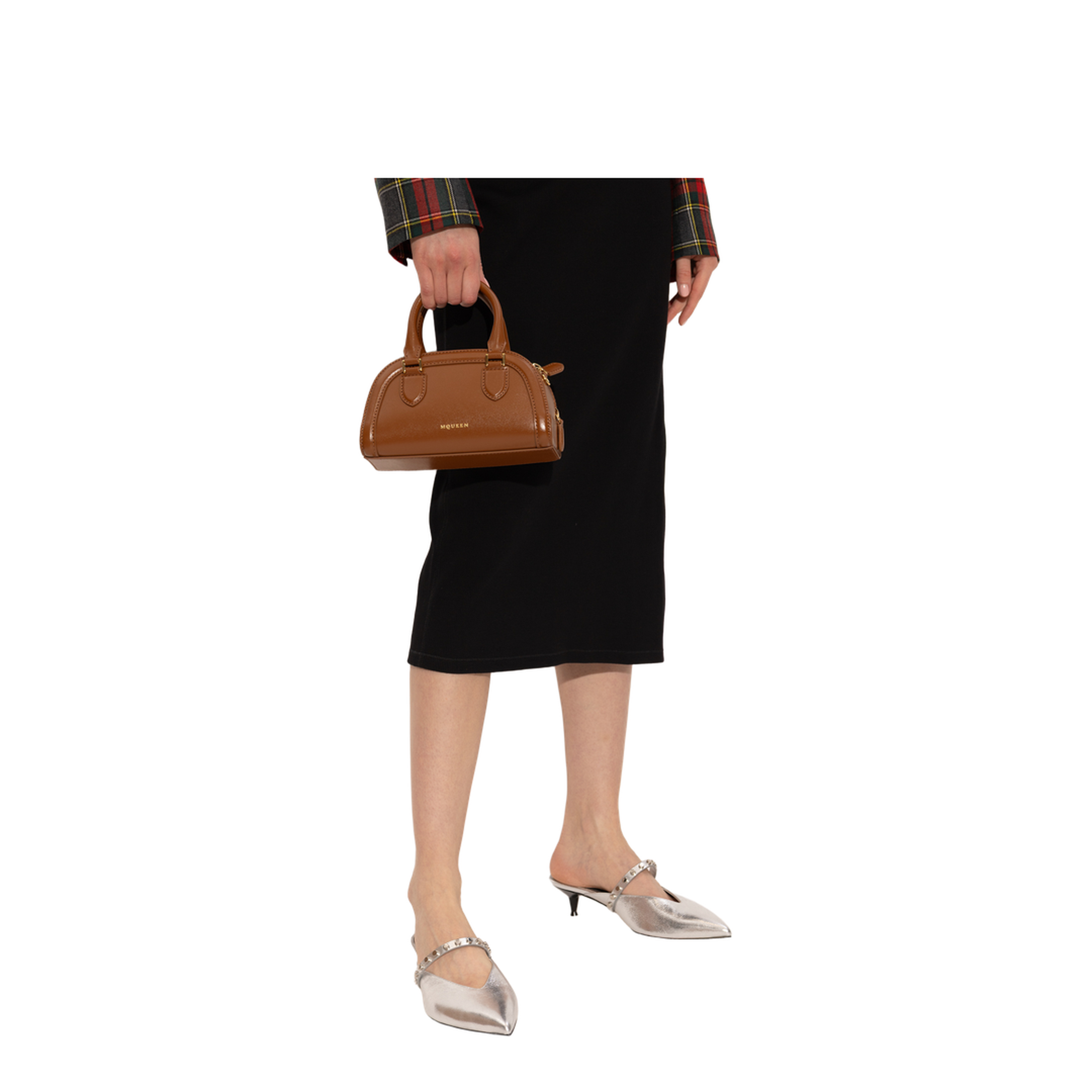 Birdee Boston Mini Calf Leather Bag - Dark Tan