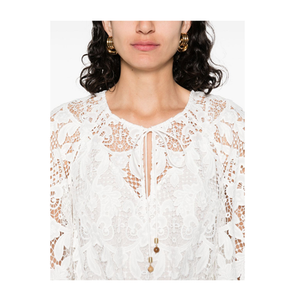 Coco Lace Midi Dress in White